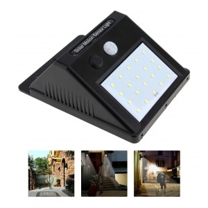 Lampara Panel Solar Exteriores Led Y Sensor Fachadas Pared